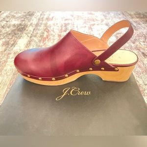 J Crew Grace Leather Clog (Port Wine)